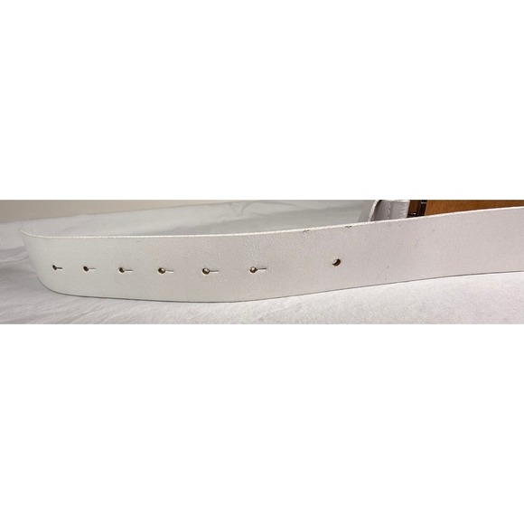 Polo Ralph Lauren Leather‎ Belt Women 36 White Good Silver Pony Plaque H4013